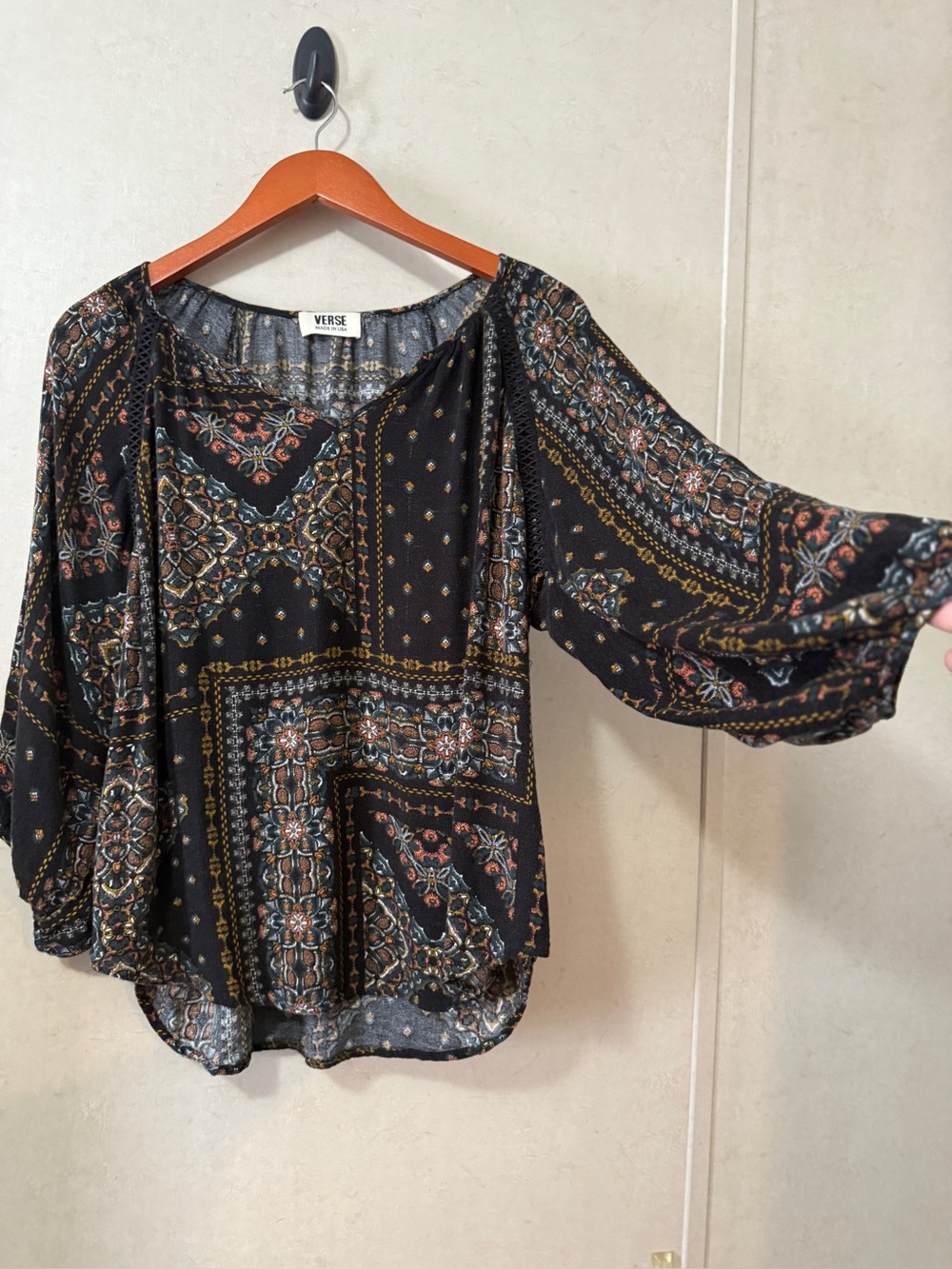 Vintage Y2K Verse Paisley Boho Peasant Blouse Size Large